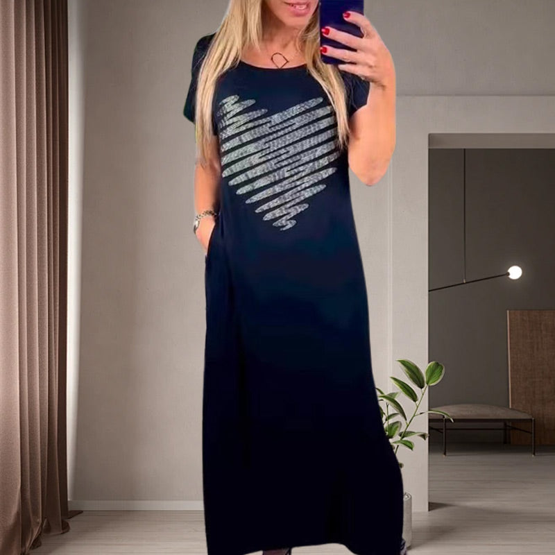 ⏰Nur für kurze Zeit 50% Rabatt🔥Langes T-Shirt-Kleid mit Seitenschlitz