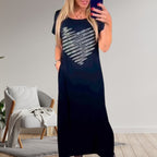 ⏰Nur für kurze Zeit 50% Rabatt🔥Langes T-Shirt-Kleid mit Seitenschlitz