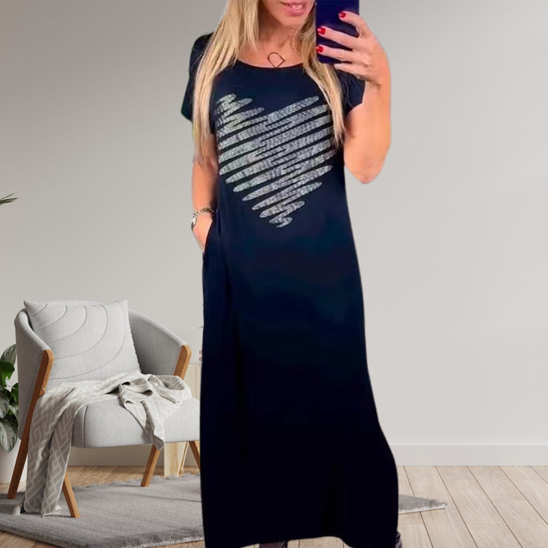 ⏰Nur für kurze Zeit 50% Rabatt🔥Langes T-Shirt-Kleid mit Seitenschlitz