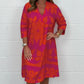 Women’s Trendy Print V Neck 3/4 Sleeve Dress