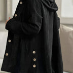 💖 💖Zeitlich begrenztes Angebot – 50 % Rabatt💥💥Lässiger einfarbiger Mantel mit verdickter Kapuze und Knöpfen