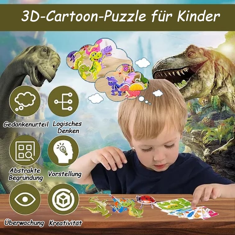 🎅🎁Weihnachtsangebot – 50 % Rabatt⏳🦖Erzieherisches 3D-Cartoon-Puzzle