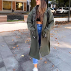 🍂Räumungsverkauf🍁Lange, lässige, einfarbige Damenjacke mit Kapuze