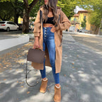 🍂Räumungsverkauf🍁Lange, lässige, einfarbige Damenjacke mit Kapuze