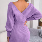 💖 💖Zeitlich begrenztes Angebot – 50 % Rabatt💃🎉Sexy Strick-Minikleid mit langen Fledermausärmeln