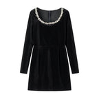 🎅Weihnachts-Specials + kostenloser Versand!🎁Elegantes Langarmkleid mit eckigem Ausschnitt