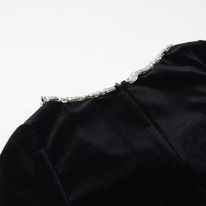 🎅Weihnachts-Specials + kostenloser Versand!🎁Elegantes Langarmkleid mit eckigem Ausschnitt