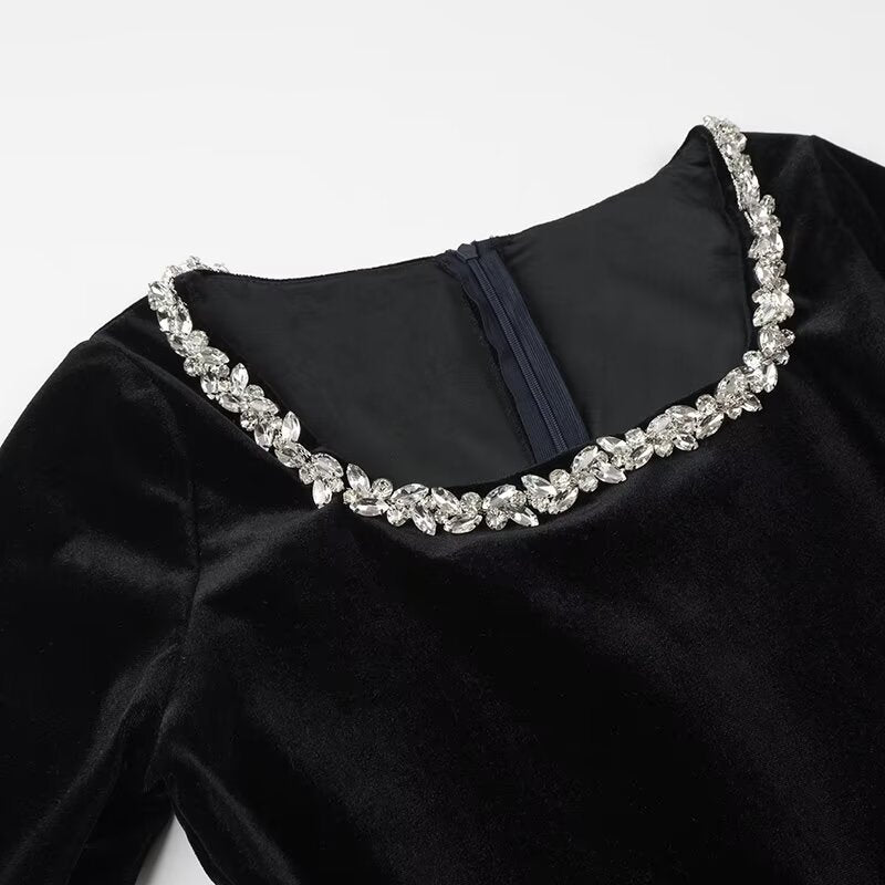 🎅Weihnachts-Specials + kostenloser Versand!🎁Elegantes Langarmkleid mit eckigem Ausschnitt