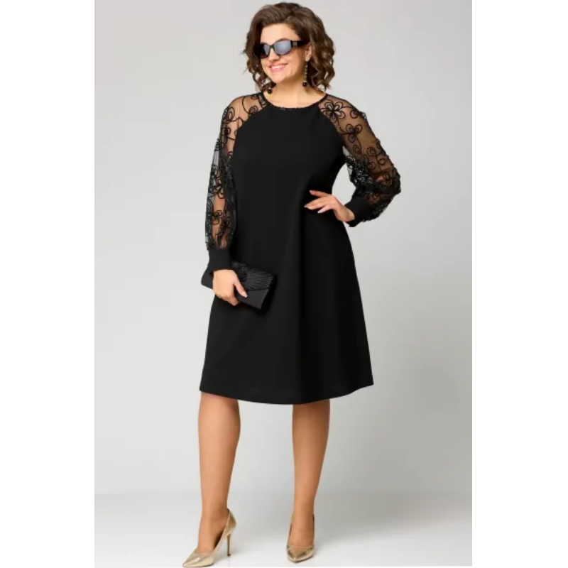 🎉Lace splicing is beautifully fried! Limited Sale round neck long sleeve dress, delicate and gentle
