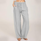🌸Damen Sommer Baumwolle Leinen Weite Hosen😍-2