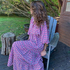 👗Elegantes Boho Maxikleid mit Puffärmeln und Blumenmuster
