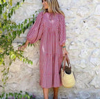 👗Elegantes Boho Maxikleid mit Puffärmeln und Blumenmuster
