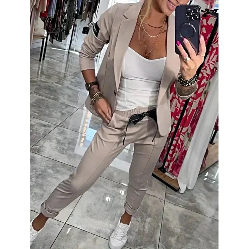50% Rabatt 🥰2-teiliges Set aus lässiger Anzugjacke und Hose für Damen🌺