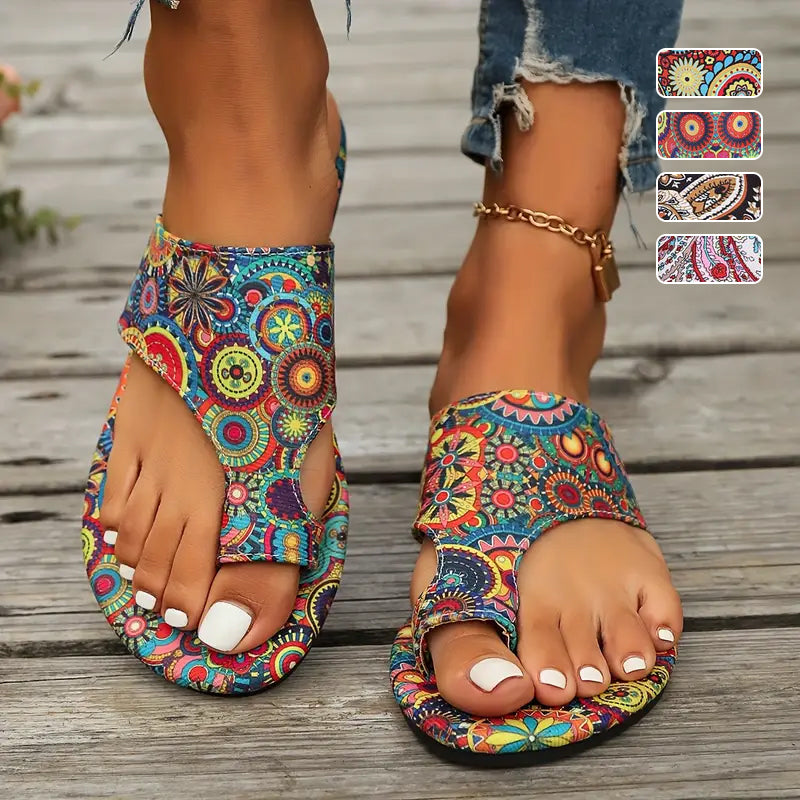 ⏳Begrenzte Zeit 50% Rabatt🩴Leichte orthopädische flache Sandalen für Damen🎨Vintage und Moderne kombiniert