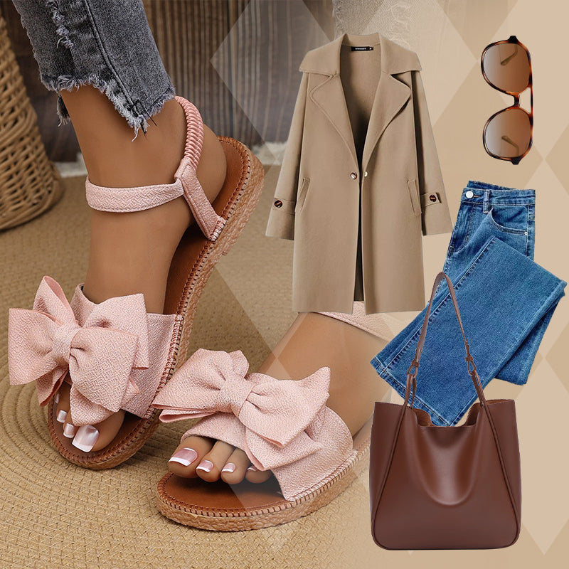 🎁Schnäppchen 50 % RABATT🔥Flache Sandalen mit Schleife für Frauen