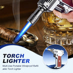 🔥Tragbare, winddichte, nachfüllbare Mehrzweck-Taschenlampe Feuerzeug