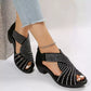 👡Damen Retro-Sandalen mit dickem Absatz und offenen Zehen