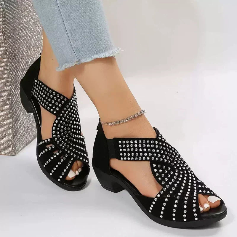 👡Damen Retro-Sandalen mit dickem Absatz und offenen Zehen