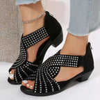 👡Damen Retro-Sandalen mit dickem Absatz und offenen Zehen