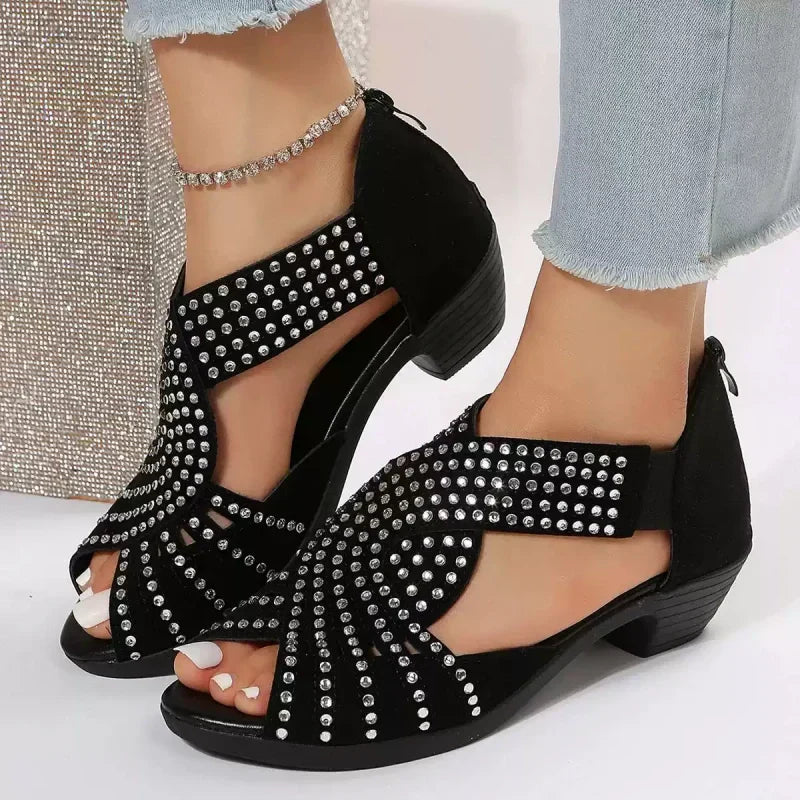 👡Damen Retro-Sandalen mit dickem Absatz und offenen Zehen