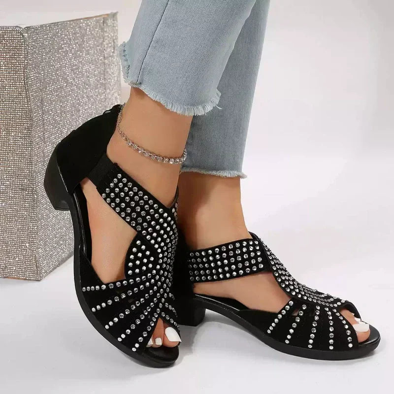 👡Damen Retro-Sandalen mit dickem Absatz und offenen Zehen