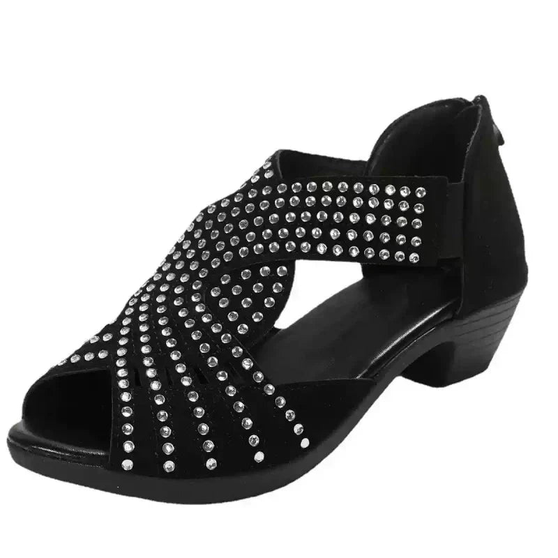 👡Damen Retro-Sandalen mit dickem Absatz und offenen Zehen