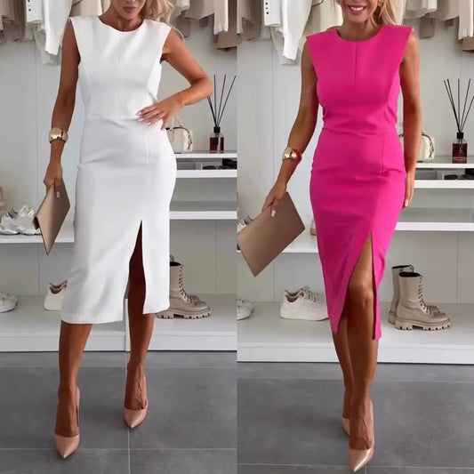 Ärmelloses Damen Bodycon Kleid mit Schlitz