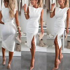 Ärmelloses Damen Bodycon Kleid mit Schlitz
