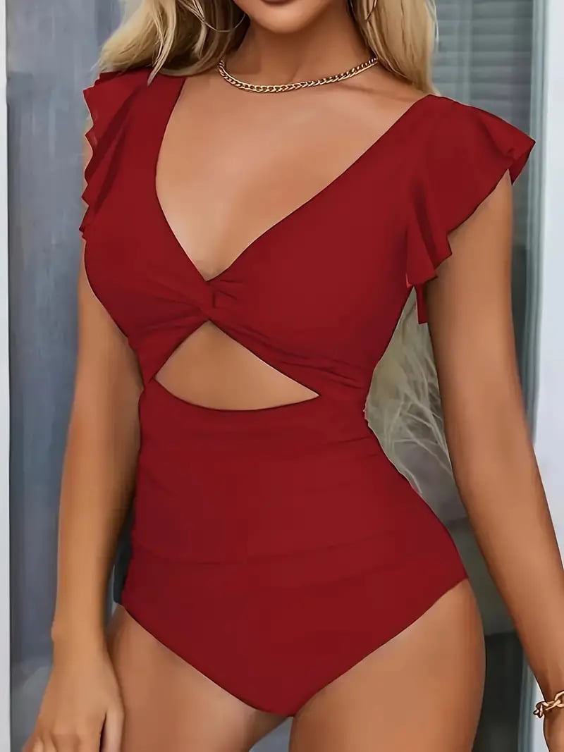 🎁LIMITIERTER HOT SALE 50 % RABATT👗Sexy einteiliger Badeanzug mit Rüschen