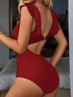 🎁LIMITIERTER HOT SALE 50 % RABATT👗Sexy einteiliger Badeanzug mit Rüschen
