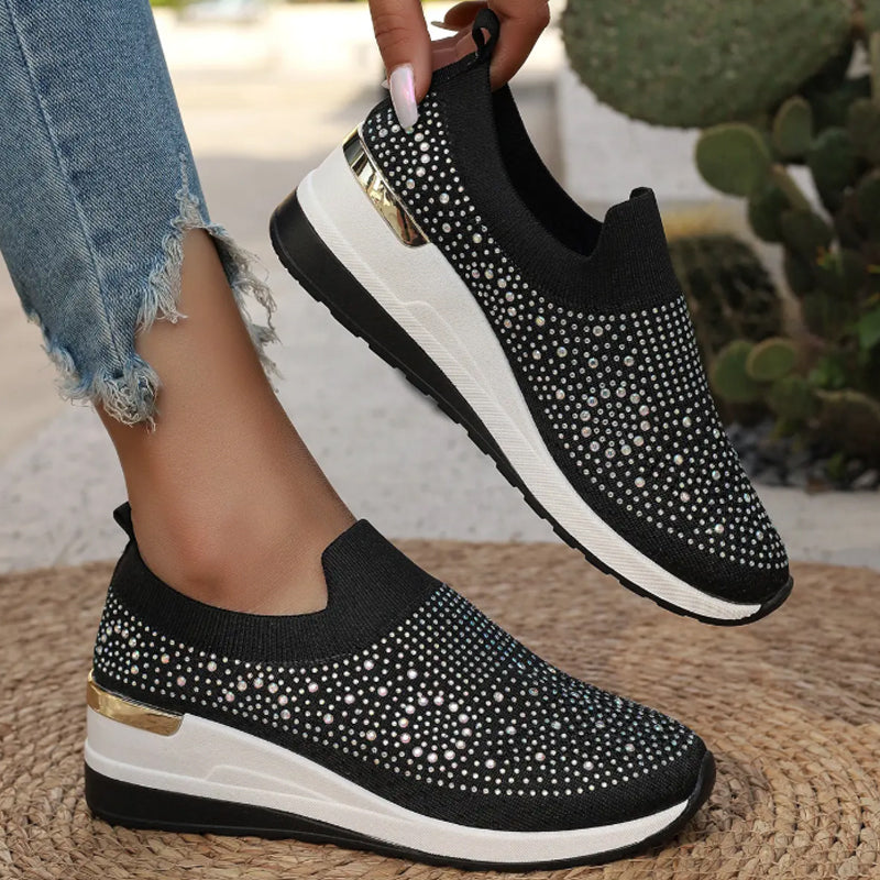 ✨Lässige Slip-on-Sneakers aus Mesh-Gewebe mit Strasssteinen für Damen