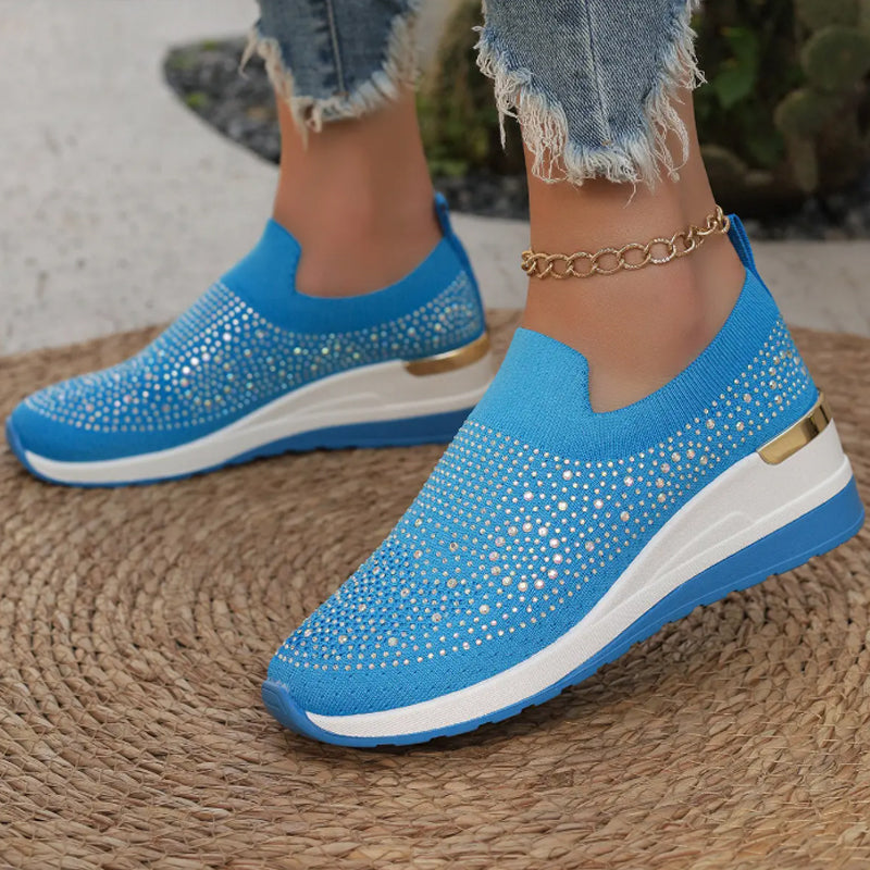 ✨Lässige Slip-on-Sneakers aus Mesh-Gewebe mit Strasssteinen für Damen