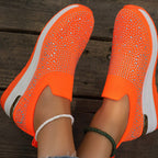 ✨Lässige Slip-on-Sneakers aus Mesh-Gewebe mit Strasssteinen für Damen