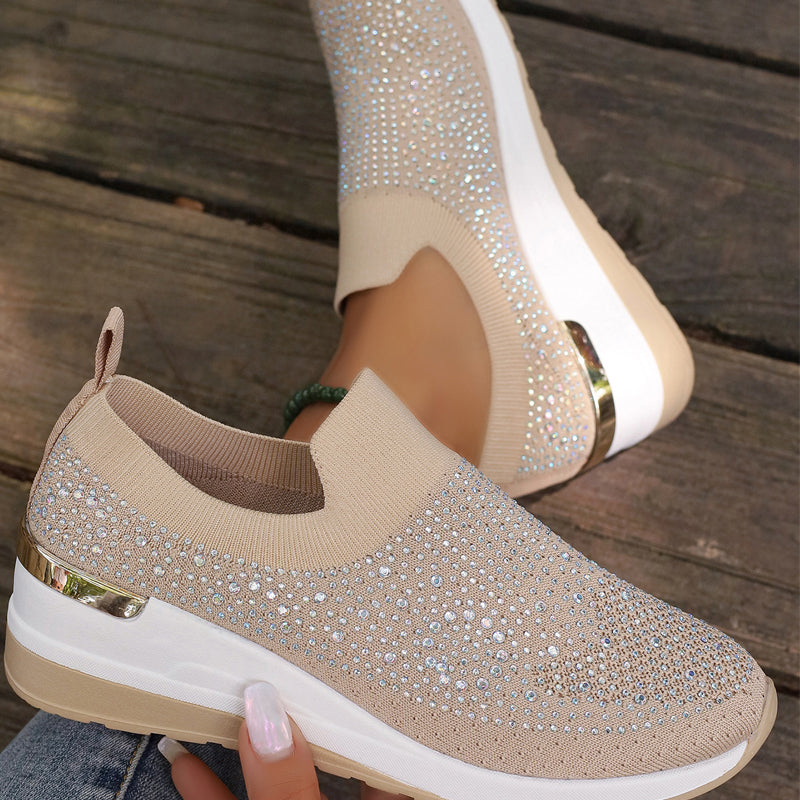 ✨Lässige Slip-on-Sneakers aus Mesh-Gewebe mit Strasssteinen für Damen