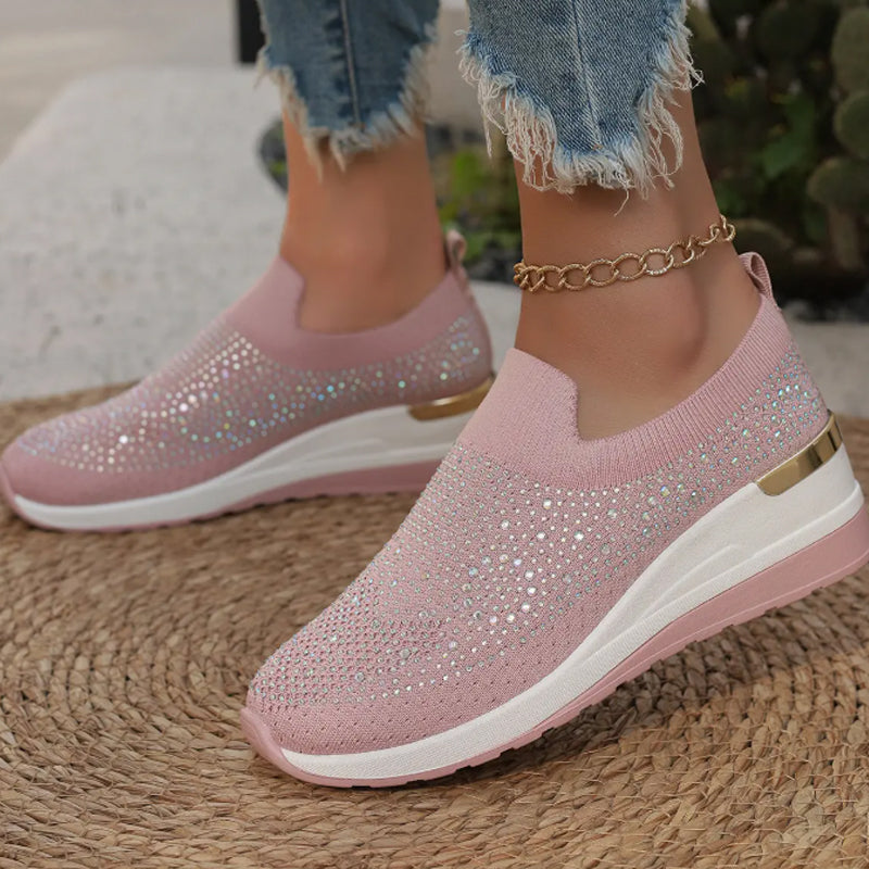 ✨Lässige Slip-on-Sneakers aus Mesh-Gewebe mit Strasssteinen für Damen