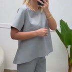 ⏳24-Stunden-Lieferung💥Zweiteiliges Set aus Kurzarmoberteilen und -hosen für Damen