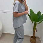 ⏳24-Stunden-Lieferung💥Zweiteiliges Set aus Kurzarmoberteilen und -hosen für Damen