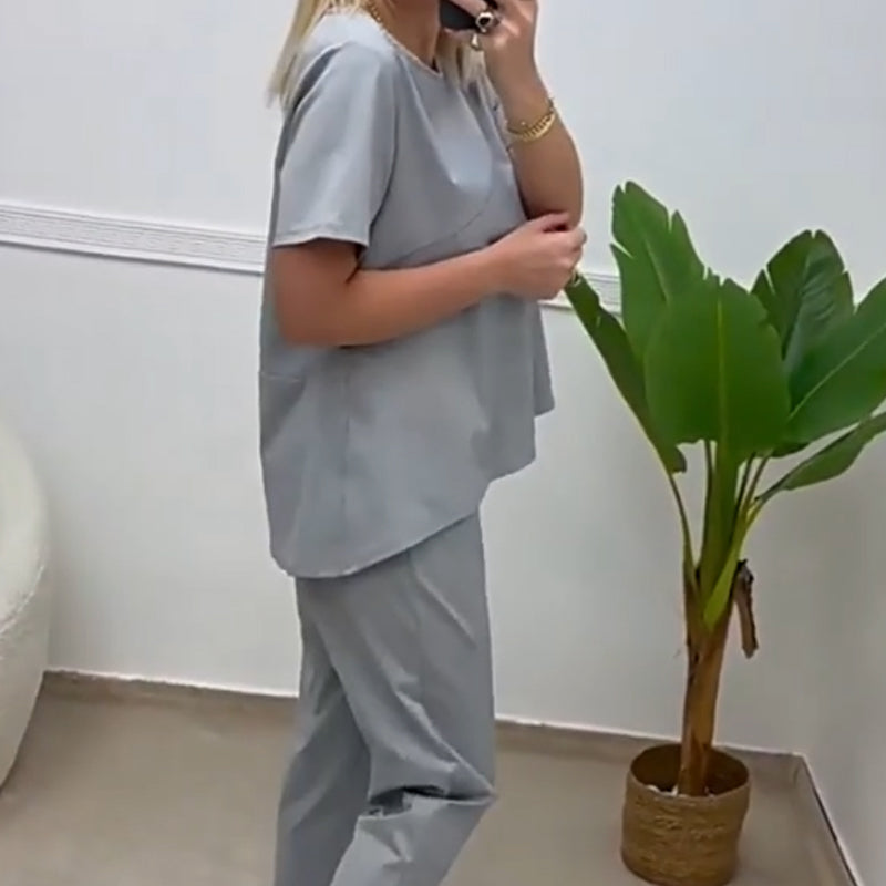 ⏳24-Stunden-Lieferung💥Zweiteiliges Set aus Kurzarmoberteilen und -hosen für Damen