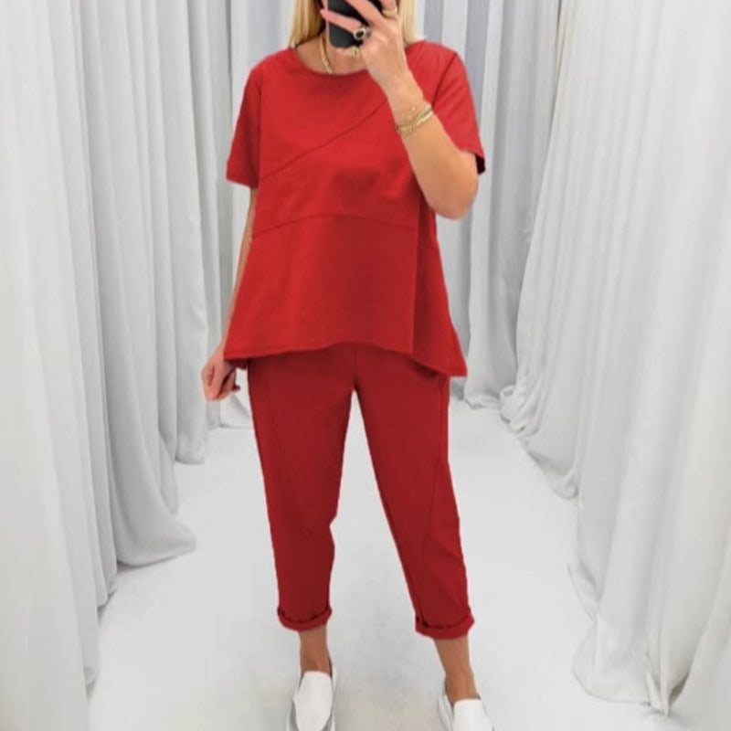 ⏳24-Stunden-Lieferung💥Zweiteiliges Set aus Kurzarmoberteilen und -hosen für Damen