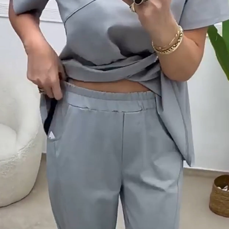 ⏳24-Stunden-Lieferung💥Zweiteiliges Set aus Kurzarmoberteilen und -hosen für Damen