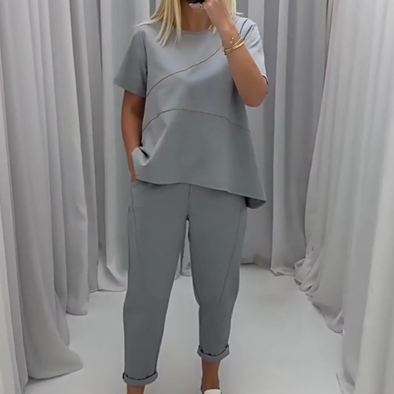 ⏳24-Stunden-Lieferung💥Zweiteiliges Set aus Kurzarmoberteilen und -hosen für Damen