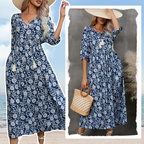 👗🌸 ‌SOMMERLICHE BLÜTENPRAHT: V-Ausschnitt Maxikleider mit LUXUS-CHIFFON‌ 👗🌸