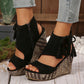 【EU 35-43】👡Damen-Sandalen mit offener Zehenpartie und Plateau-Keilabsatz und Quaste