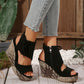 【EU 35-43】👡Damen-Sandalen mit offener Zehenpartie und Plateau-Keilabsatz und Quaste
