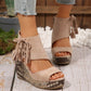 【EU 35-43】👡Damen-Sandalen mit offener Zehenpartie und Plateau-Keilabsatz und Quaste