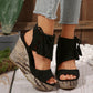 【EU 35-43】👡Damen-Sandalen mit offener Zehenpartie und Plateau-Keilabsatz und Quaste