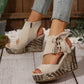 【EU 35-43】👡Damen-Sandalen mit offener Zehenpartie und Plateau-Keilabsatz und Quaste