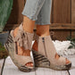 【EU 35-43】👡Damen-Sandalen mit offener Zehenpartie und Plateau-Keilabsatz und Quaste