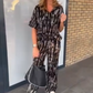 The Best Mother's Day Gift💝Women's Printed Button-Down Shirt & Pants 2-Piece Set