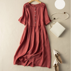 Kurzärmliges Hemdkleid aus Baumwollleinen im Retro-Stil